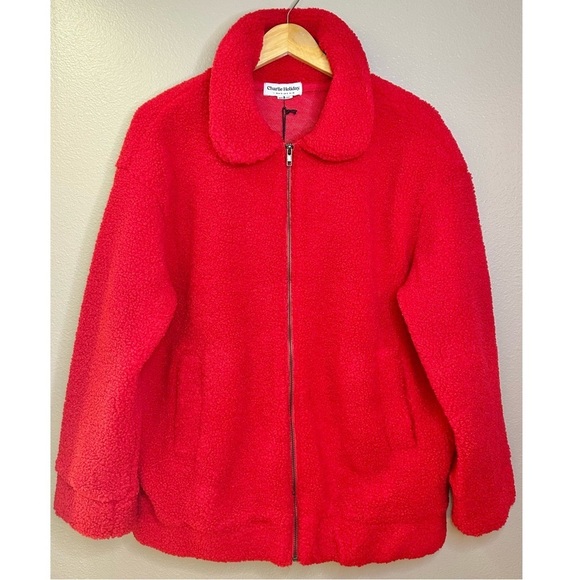 NWT Charlie Holiday Sommerset Teddy Sherpa Full Zip Jacket Red - Picture 9 of 10